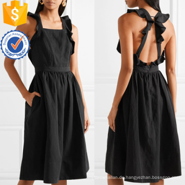 Schwarz Rüschen Sleeveless Open Back Sommer Midi Kleid für Sexy Mädchen Herstellung Großhandel Mode Frauen Bekleidung (TA0273D)